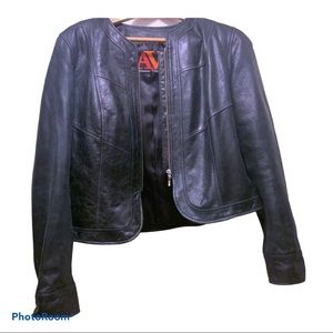 Adrienne Vittadini Vintage Leather Bomber Jacket